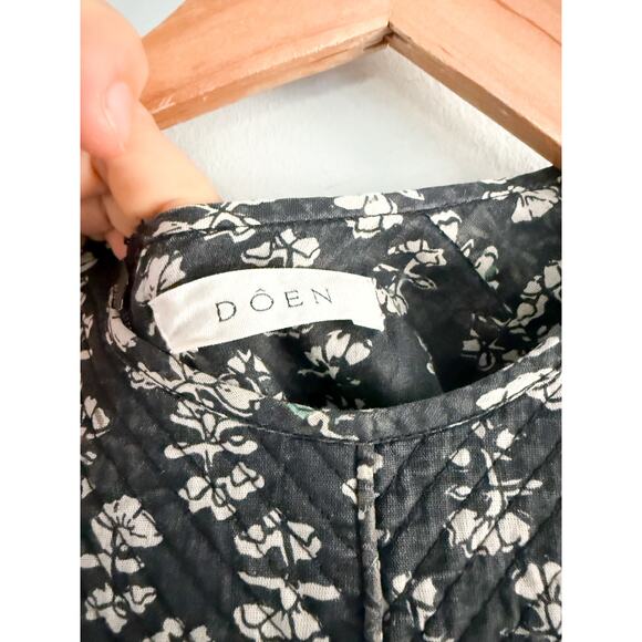 DÔEN | DOEN | Tulsi Dress Black White Midi Floral | Sz Medium - Picture 4 of 10